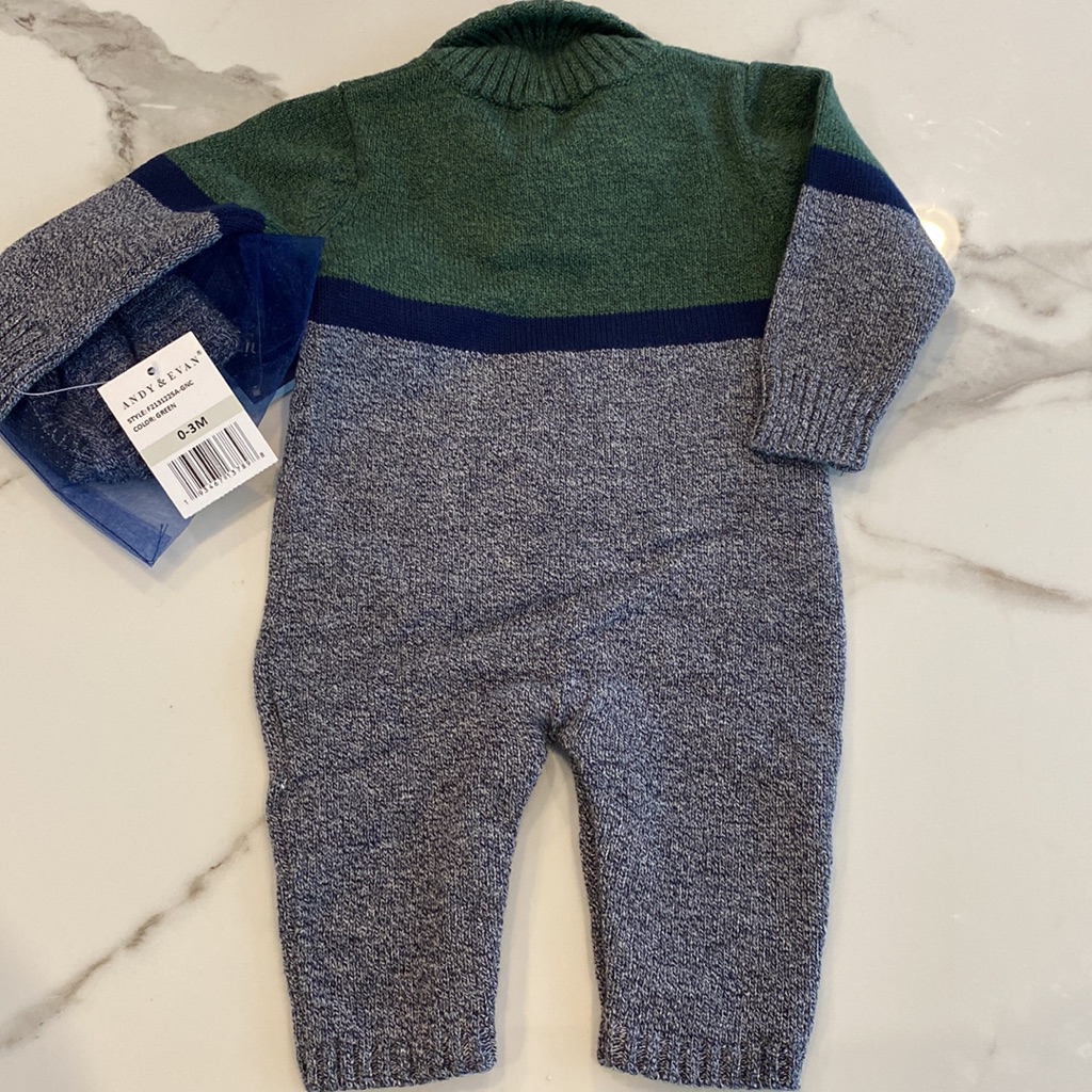 Maisonette One Piece Sweater Knit Coverall, Green 0-3m Nwt — image 7 of 7